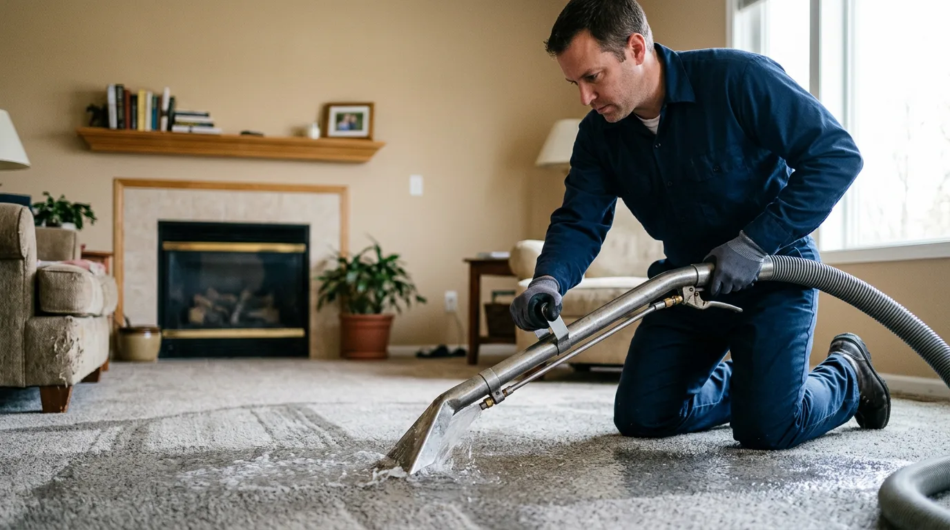 Water damage restoration technician working near Pipersville, PA